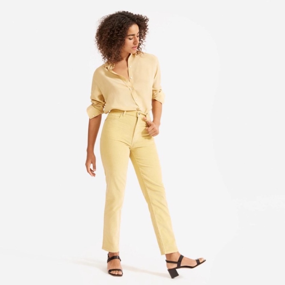 Everlane Baby Cord Cheeky Straight Leg Pants Mustard Yellow Corduroy Size 31